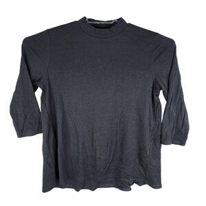 Womens Black J. Jill Top Mock Neck 3/4 Sleeve Cotton Modal Blend Stretch Size S